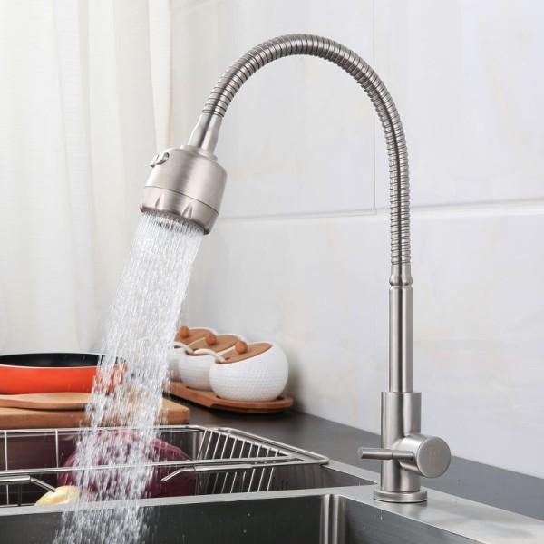 Vòi chậu rửa bát đơn lạnh Inox 304 lò xo