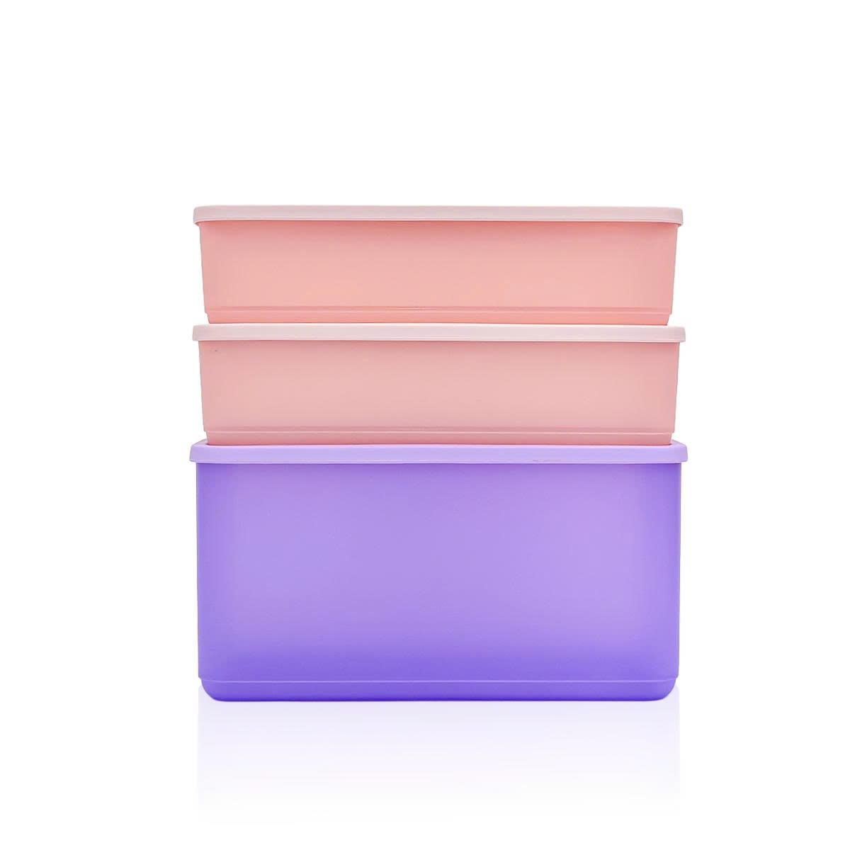 Bộ 3 hộp đựng thực phẩm Tupperware trữ khô và mát Cubix Rectangle 3.1L và 1.4L