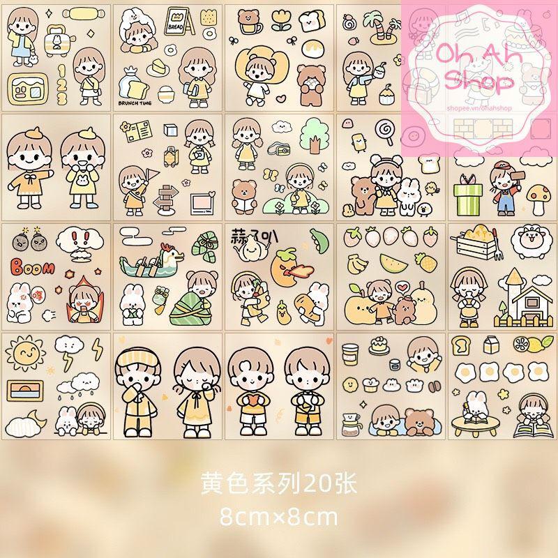 Sticker 1000 hình Hộp quà tặng dán hoạt hình trang trí sổ lưu niệm dễ thương Hộp Happy day