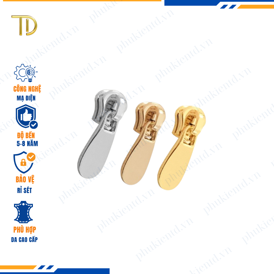 Đầu khóa kéo túi xách, đầu khóa kéo thay thế, đầu khóa kéo balo răng 5, Mạ điện độ bền 5-8 năm