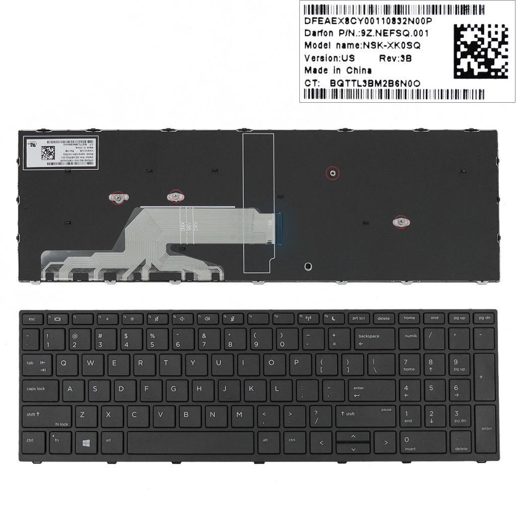 Laptop Replacement US Keyboard for 450 G5 455 w/ Black Frame