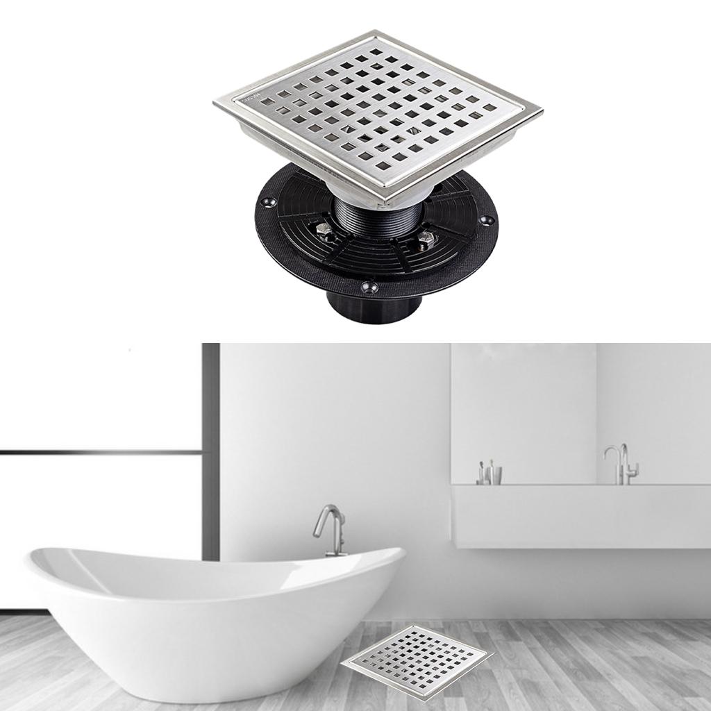 15mm Square Shower Drain with Grate Flange Hair Strainer Shower Floor Drain