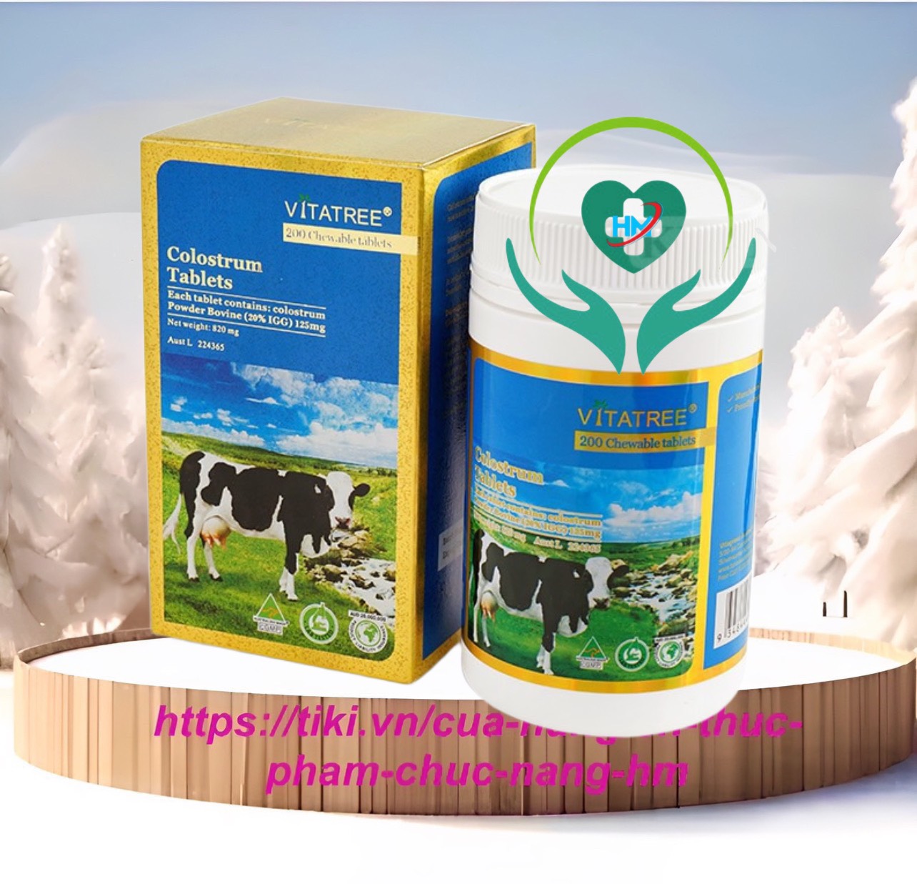 Viên nhai sữa non Vitatree Colostrum Tablets, hộp 200v, nhập khẩu Úc, Giúp tăng cường sức đề kháng