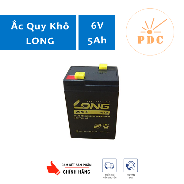 Ắc Quy LONG 6V 5Ah – WP5-6 - Ắc Quy Cho UPS, Inverter, Cân Điện Tử