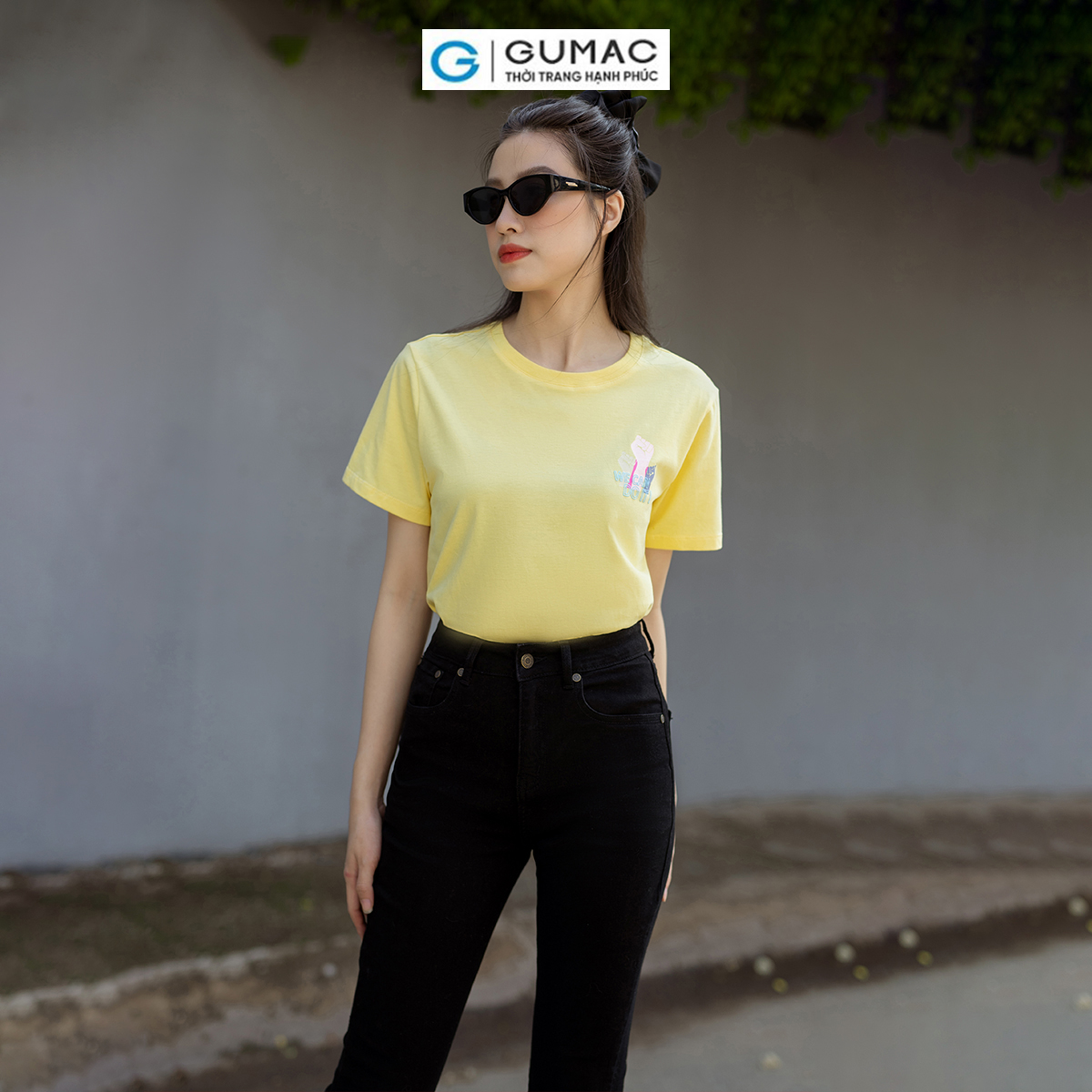 Áo thun nữ cotton tay ngắn cổ tròn in trẻ trung năng động thời trang GUMAC ATD07059