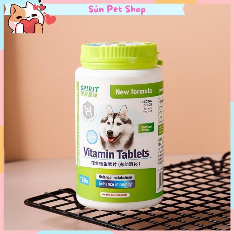 Viên SPIRIT bổ sung dinh dưỡng canxi, vitamin, khoáng, dưỡng lông cho thú cưng - Chăm sóc sức khỏe cho chó mèo (160g)