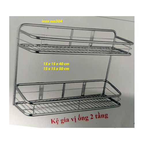 Kệ gia vị bằng inox 304 không gỉ sét, kệ gia vị ống 2 tầng, kệ đựng để đồ nhà bếp, nhà tắm đủ kích cỡ, nhiều mẫu mã