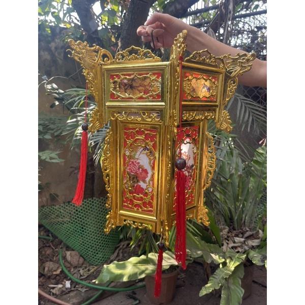 Đèn lồng vàng nhựa 2 tầng size 45cm