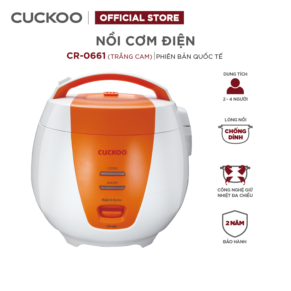 Nồi cơm điện Cuckoo 1.08L CR-0661 - Lòng nồi chống dính - Hàng chính hãng