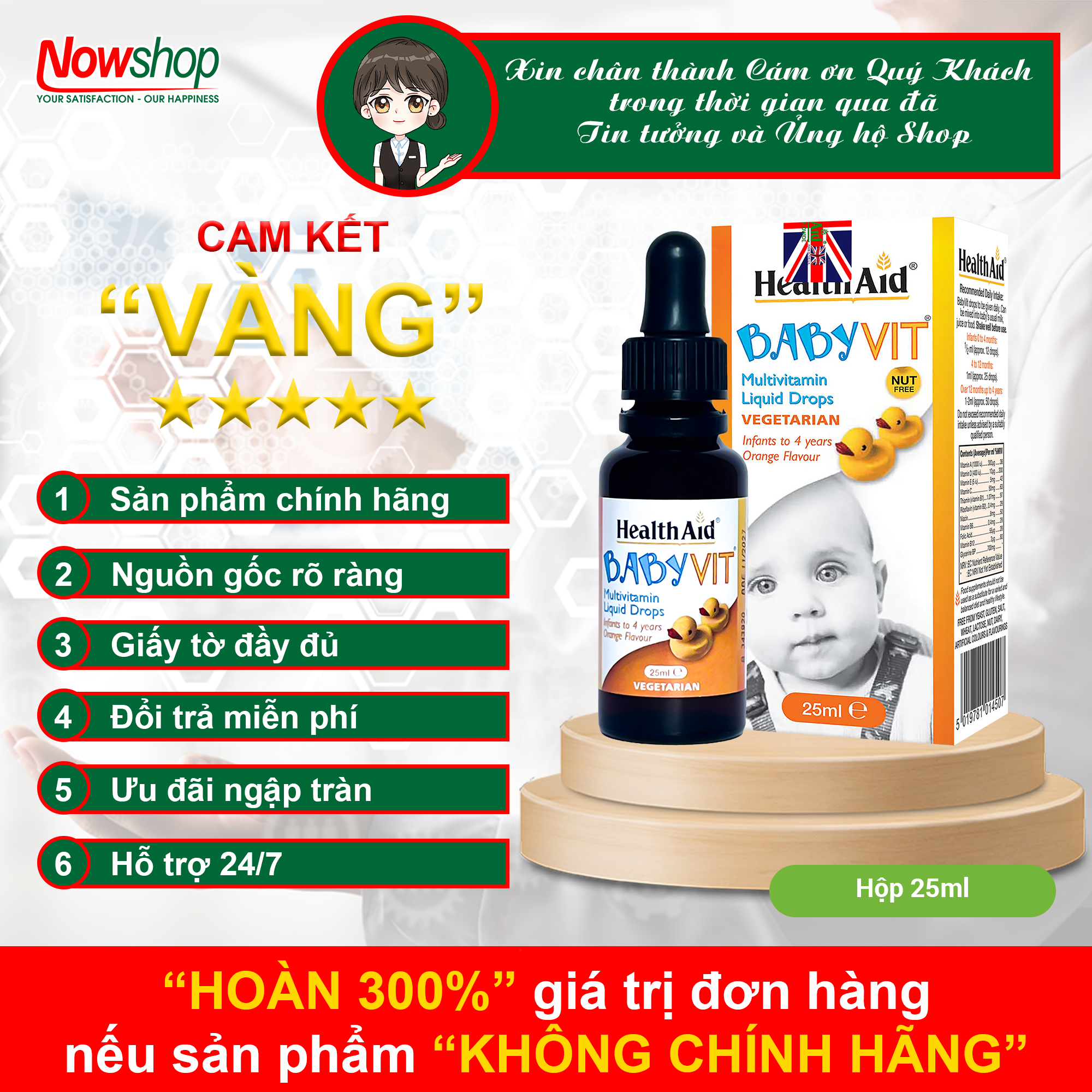 Siro Vitamin Tổng Hợp Nhỏ Giọt Tăng Đề Kháng Cho Bé BabyVit HealthAid UK Trẻ Giảm Ốm Vặt Ăn Ngon Ngủ Tốt Hộp 25ml Nhập Khẩu Chính Hãng