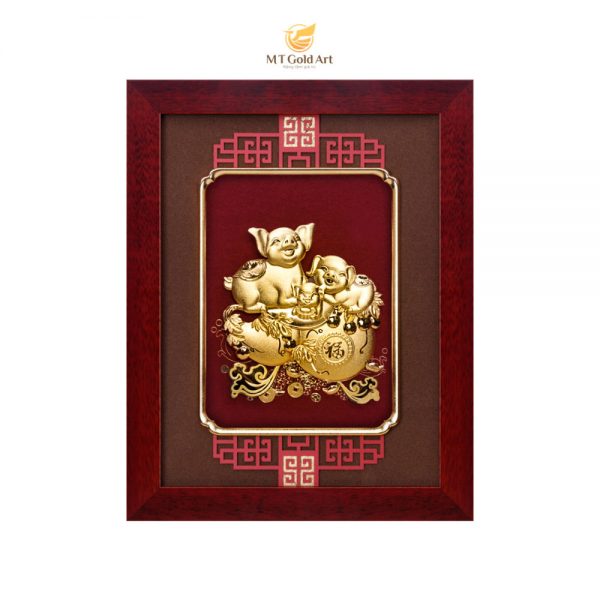 Tranh heo dát vàng mẫu 03 MT Gold Art- Hàng chính hãng, trang trí nhà cửa, phòng làm việc, quà tặng sếp, đối tác, khách hàng, tân gia, khai trương