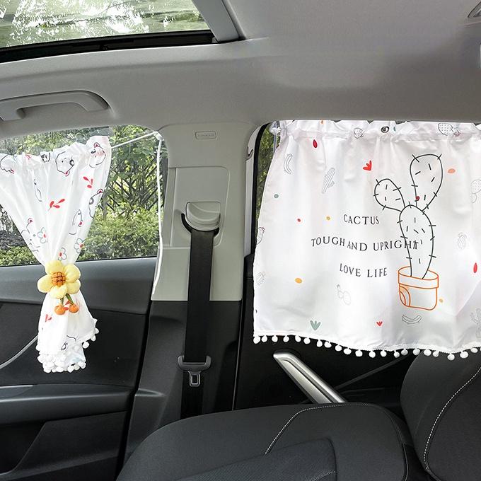 Tấm Vải Cotton Cách Nhiệt Che Nắng Họa Tiết Hoạt Hình Dễ Thương Cho Xe Hơi