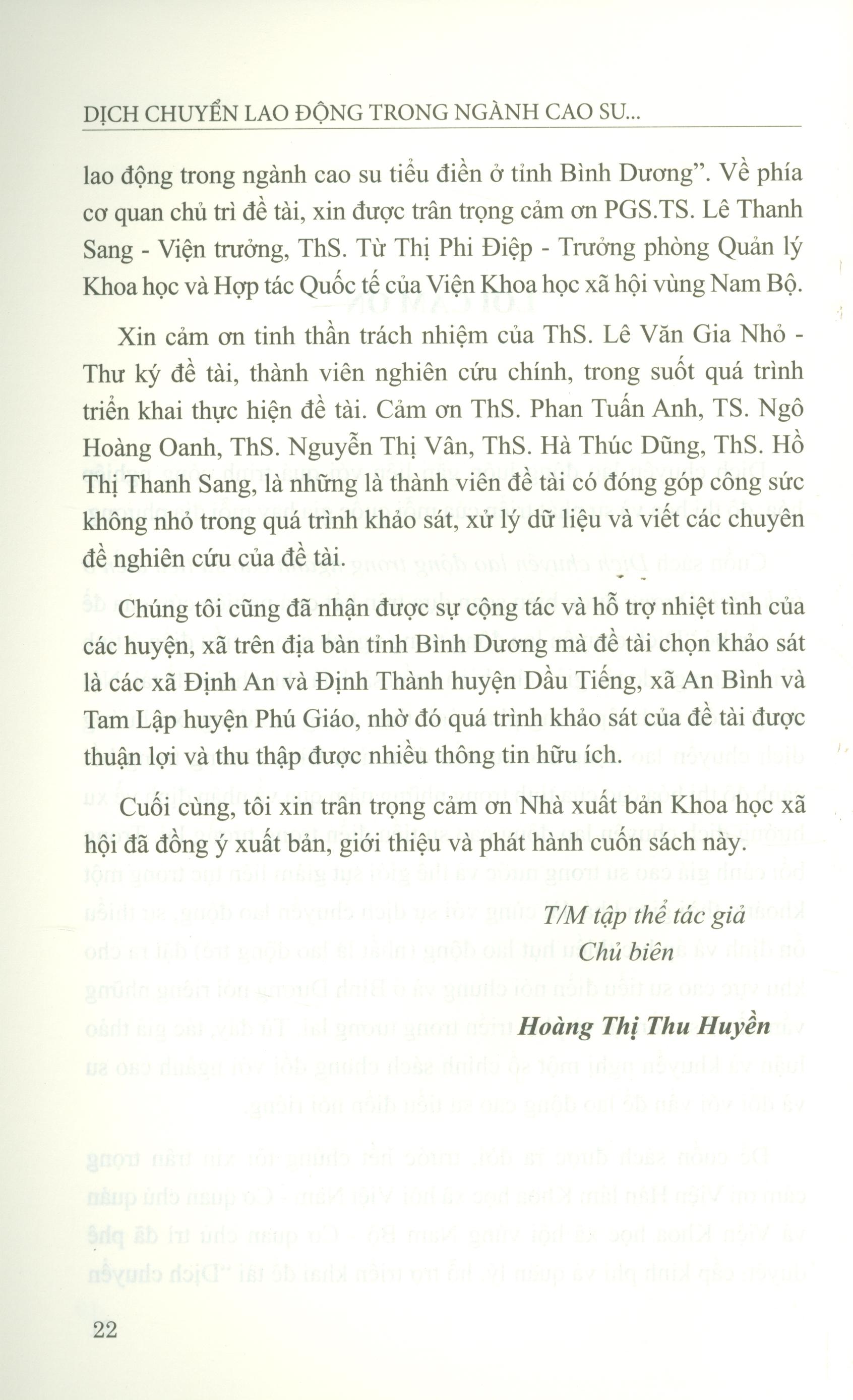 Dịch Chuyển Lao Động Trong Ngành Cao Su Tiểu Điền Ở Tỉnh Bình Dương