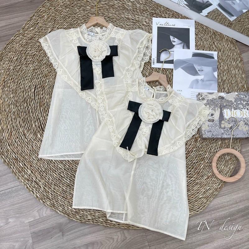 Áo sơmi hoa trà cộc tay