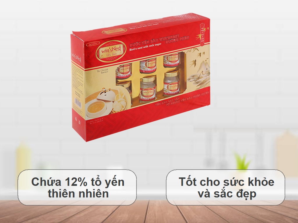 (Thùng Yến Xuân) 6 Hộp Nước Yến Sào win'sNest Đường Phèn 12% (6 Lọ * 70 ml / Hộp)