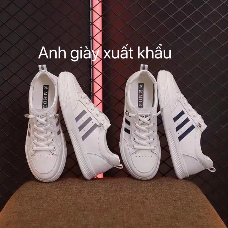 TT06 - Giày thể thao nữ trắng 3 vạch không cần buộc dây nhẹ êm