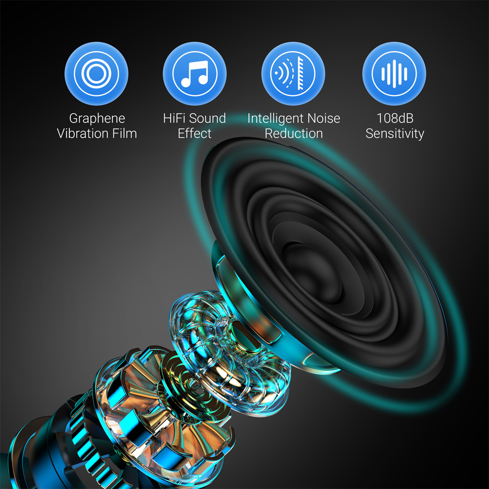 Tai Nghe Bluetooth Không Dây G6s Với Màn Hình LED Chống Nước Mini Stereo TWS Dành Cho Xe Cộ, Màu Xanh