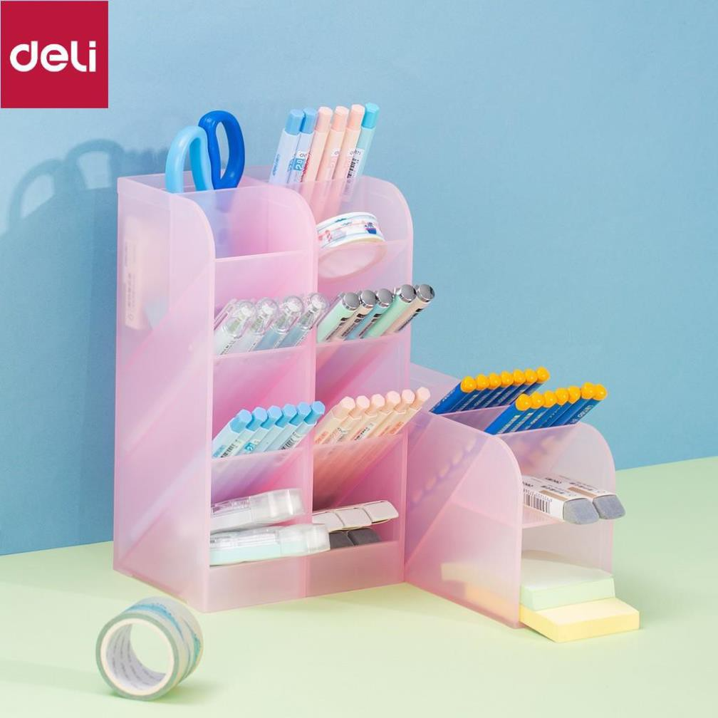 Kệ ống đựng bút mỹ phẩm 5 ngăn Deli - Xanh/ Trắng/ Hồng - 8932/ 8933 [Deli