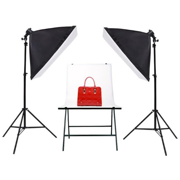 Bộ Đèn Studio Chụp Ảnh Sản Phẩm Chân Đèn 2m Kèm Softbox 50x70 Hỗ Trợ Sáng