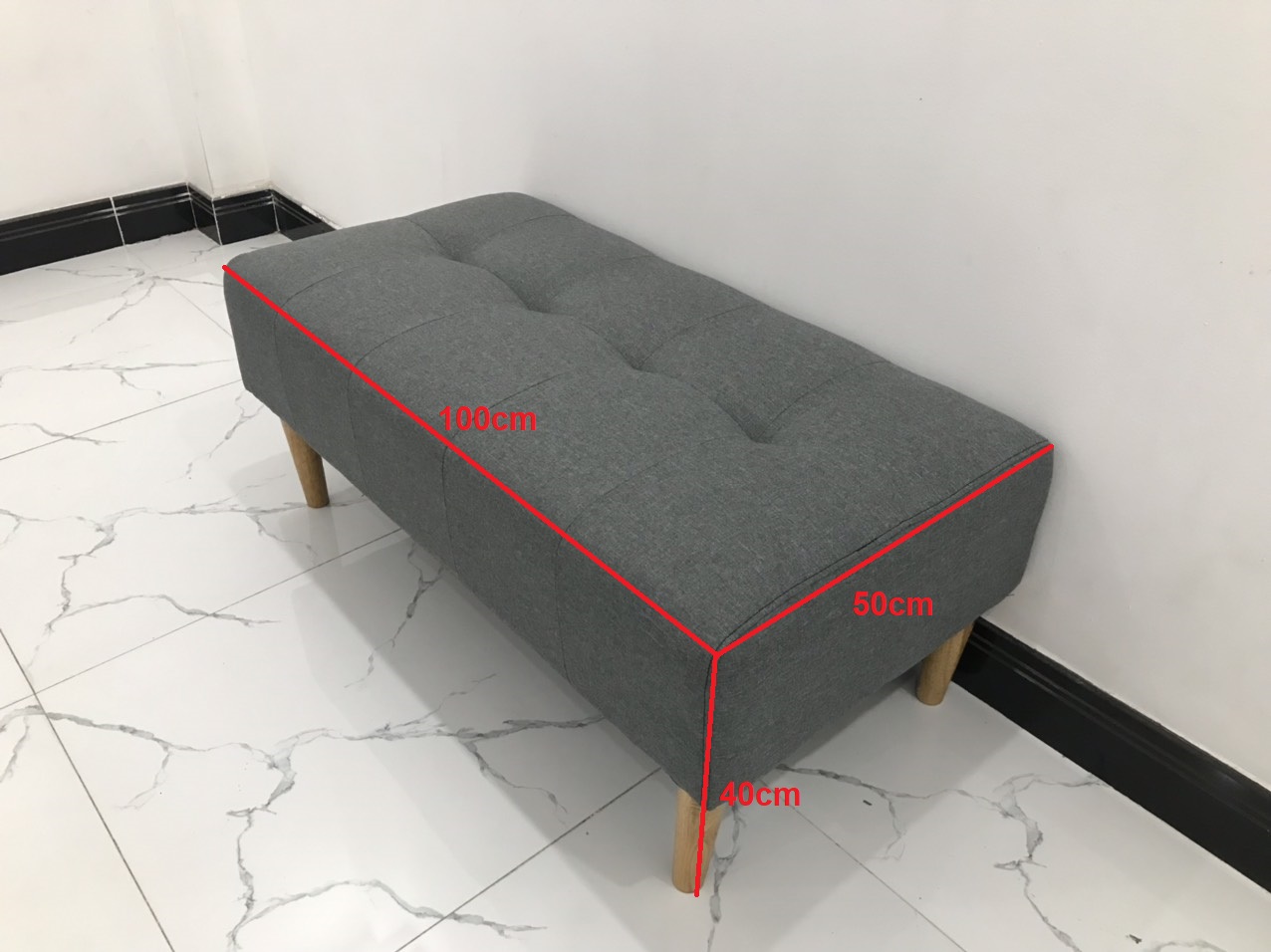 Ghế sofa đôn mini chữ nhật xám đậm nhiều kích cỡ