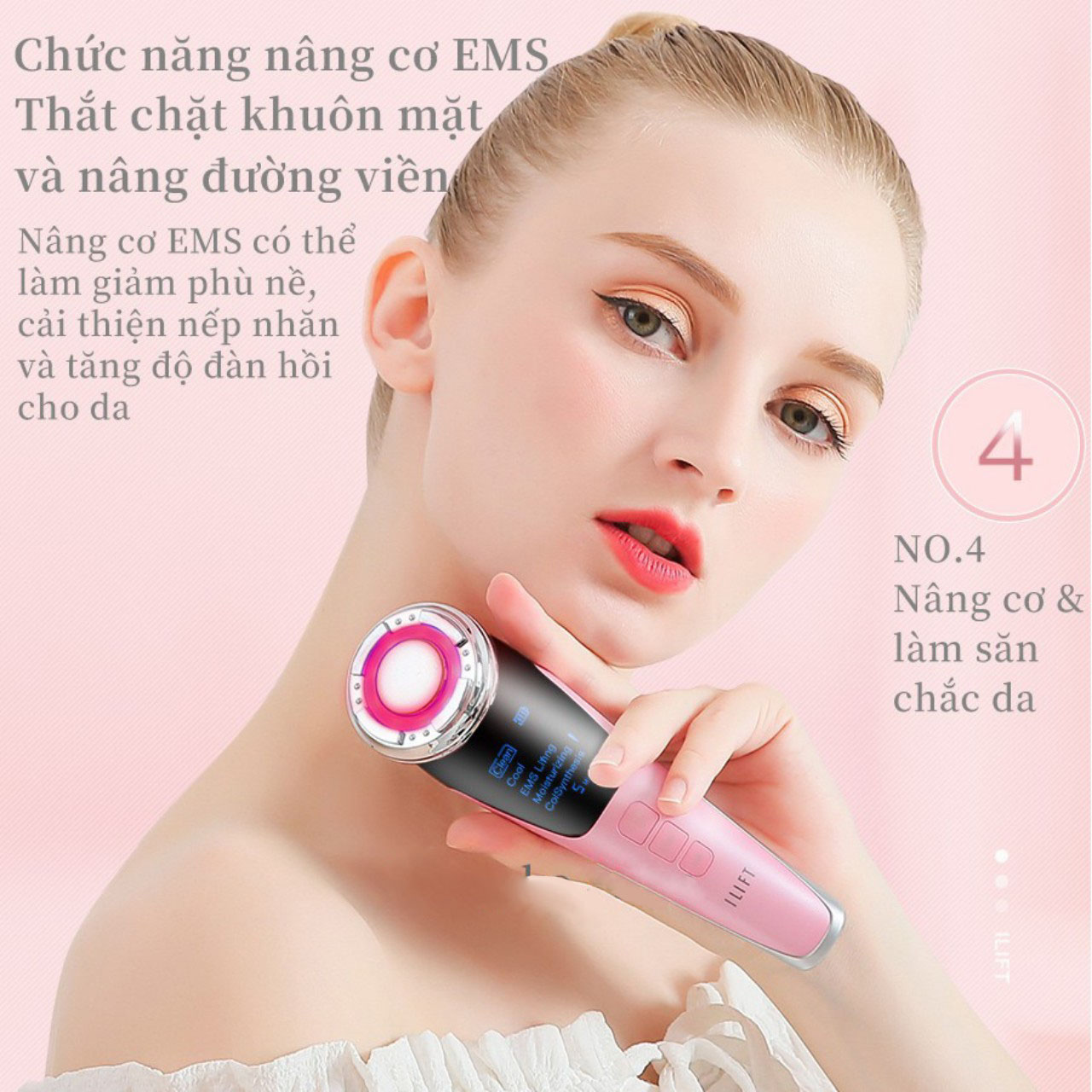 Máy chăm sóc và trẻ hóa da công nghệ massage nóng lạnh, ems, ion - + , di chất DM-818