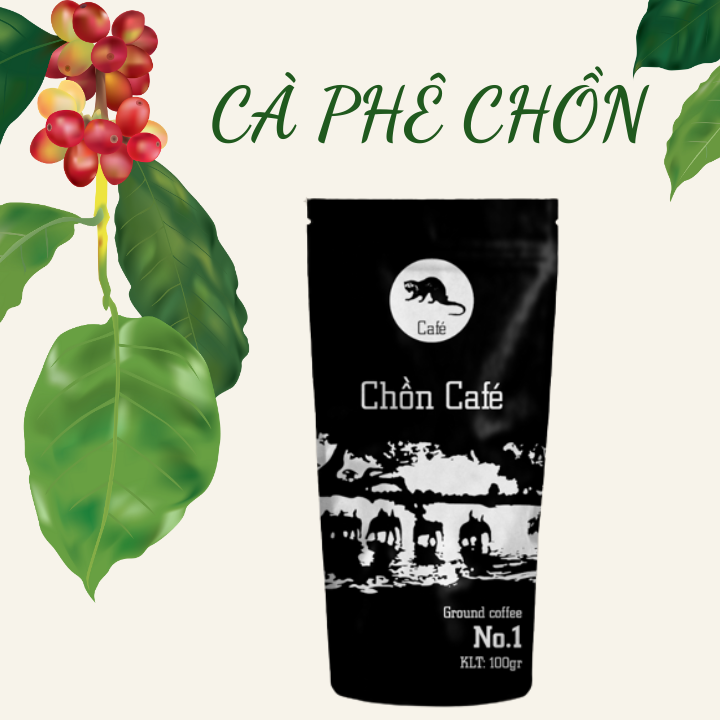 Cà phê bột pha phin - Chồn café No.1 - Đắng đậm, thơm, béo, chuyên pha cà phê đen (100g &amp; 500g)