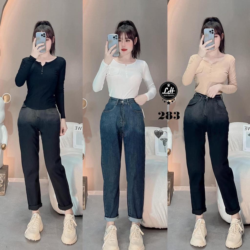 Quần bò baggy loang màu cổ điển đơn gian cho nàng Lê Huy fashion Ms 283