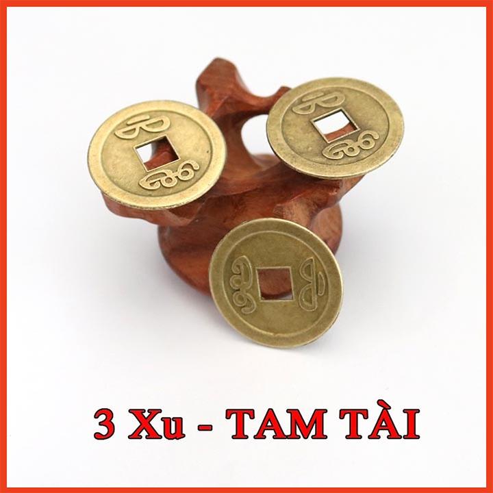 Combo 10 đồng xu phong thủy 2,5cm đồng thau nguyên chất