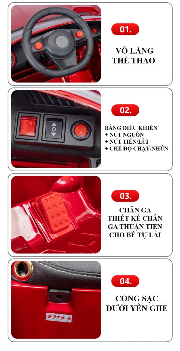 Xe ô tô điện trẻ em, xe oto điện cho bé Lamborghini TILO KIDS TLK-1199 có điều khiển từ xa, kết nối bluetooth