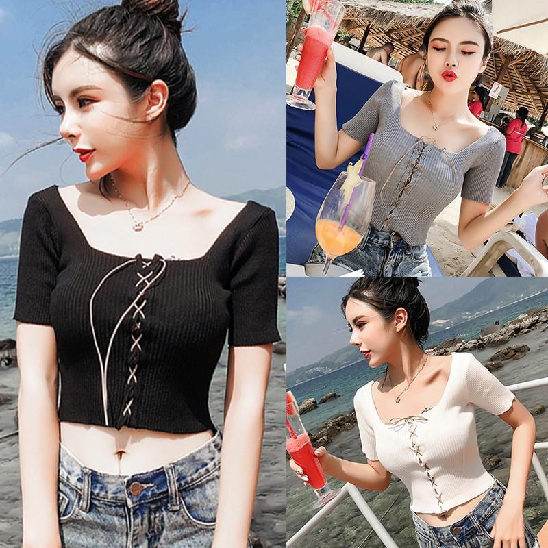 Áo Dệt Kim Nữ Cổ Chữ U Gợi Cảm