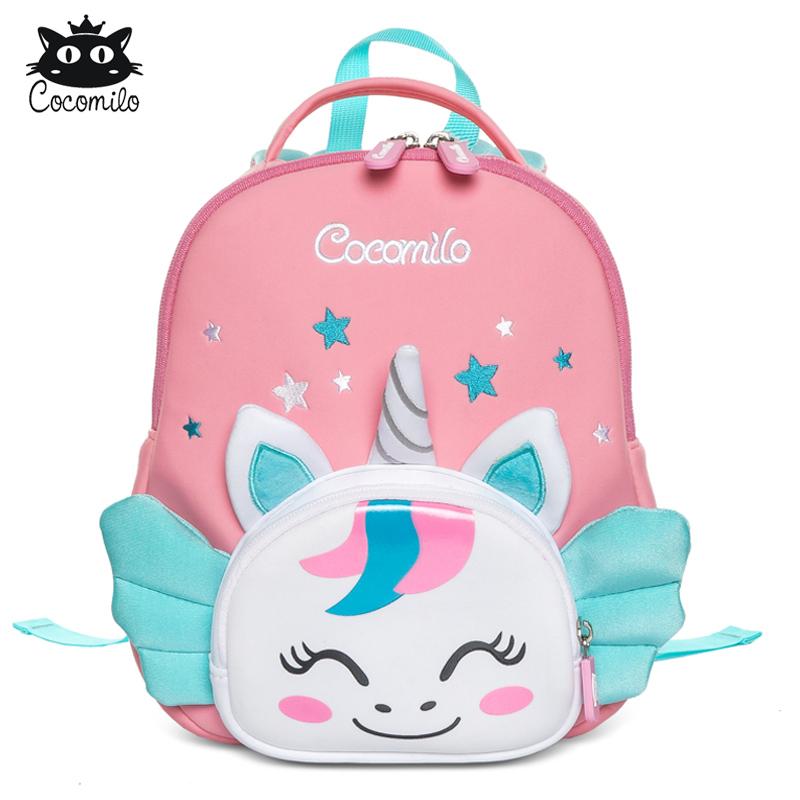 Cocomilo 3D Hoạt Hình Kỳ Lân Trẻ Em Học Kawaii Mềm Mại Hồng Kỳ Lân Dễ Thương Mẫu Giáo Ba Lô Tập Đi Cho Bé Túi Trẻ Em Quà Tặng