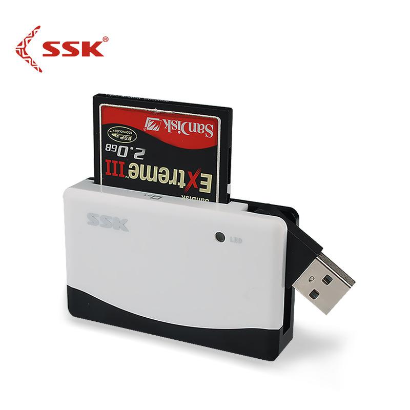 Đảm bảo chất lượng Đầu đọc thẻ đa chức năng đa năng tốc độ cao SSK Biao Wang USB2.0 Thẻ TF SD CF Đầu đọc thẻ tất cả trong một 057