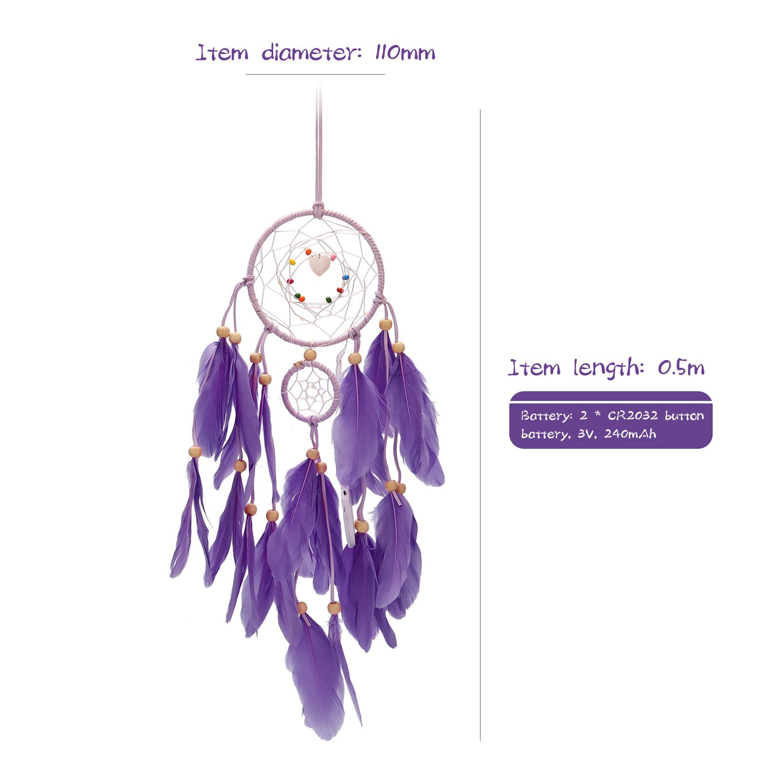 Dream catcher handmade có đèn led treo tường trang trí phòng và nhiếp ảnh