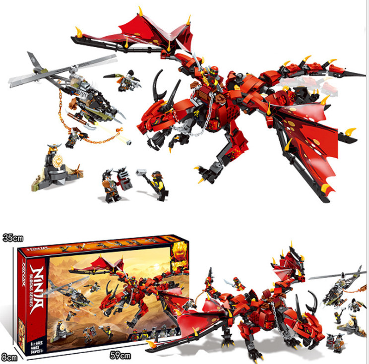 Lắp Ráp Xếp Hình Ninjago Movie Mô Hình Siêu Rồng Đỏ Khổng Lồ 940 Khối - Đồ Chơi Trẻ Em