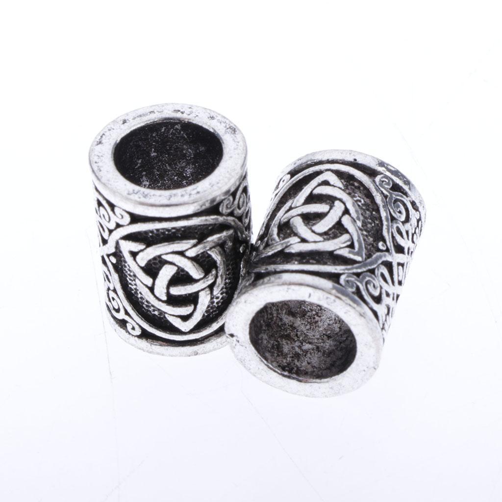 3-4pack 5 Pieces Antique Silver Norse Viking Rune Beads for Hair Beard DIY