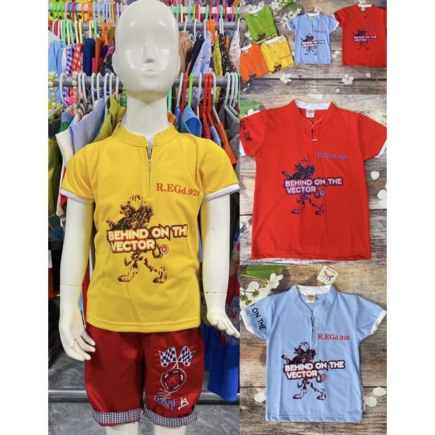 Áo Thun Bé Trai Size 11-21Kg, 18 Tháng 5 Tuổi, In Hình Cổ Khoá Khéo, Thun Co Giãn Tốt Nhiều Màu