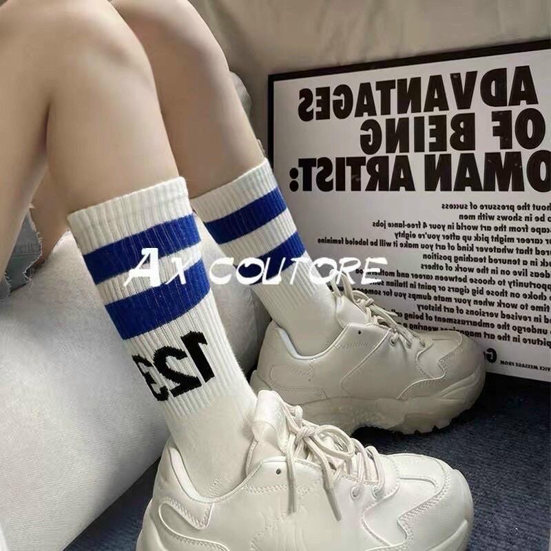 Sét 10 đôi tất gân cổ cao in số 123 hot hit năm 2023