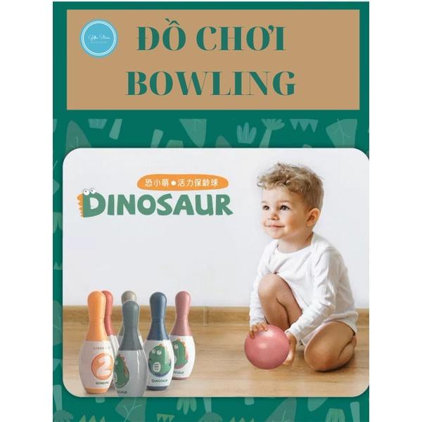 Đồ chơi BOWLING con khủng long giúp tăng cường khả năng vận động, thể chất, màu sắc đa dạng, nhiều chữ số