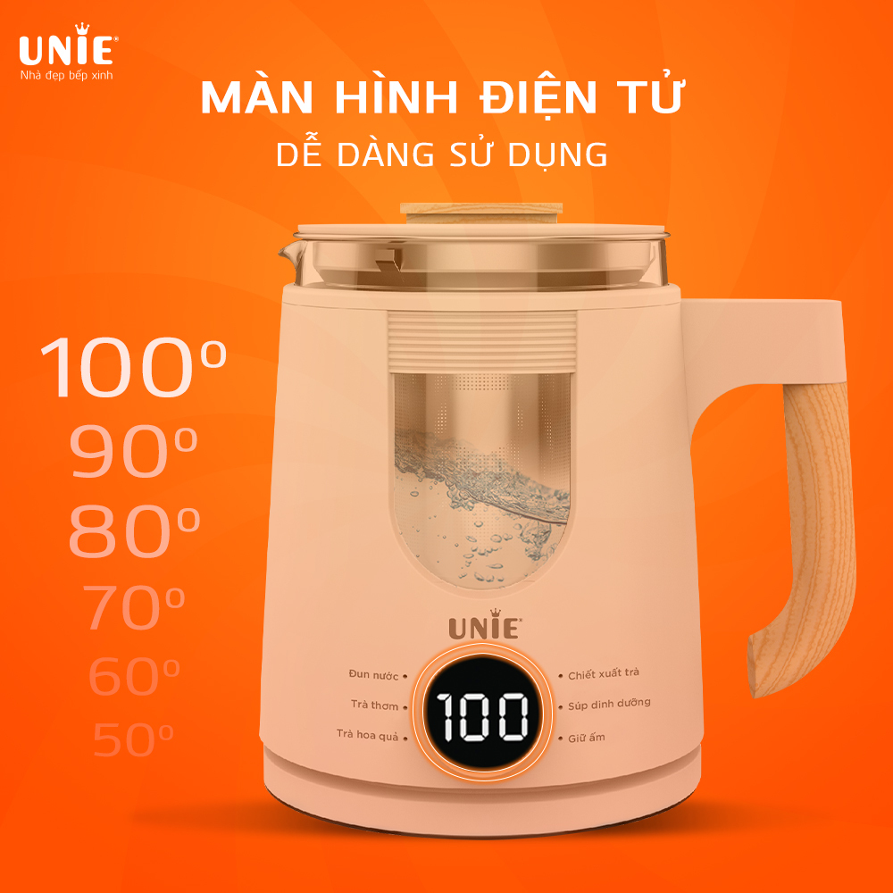 Ấm Siêu Tốc Đa Năng Cao Cấp UNIE UEK1081W Sang Trọng Tiêu Chuẩn Đức 6 Chức Năng Nấu Pha, Dung Tích 1 Lít Công Suất 1000 W  - Hàng Chính Hãng