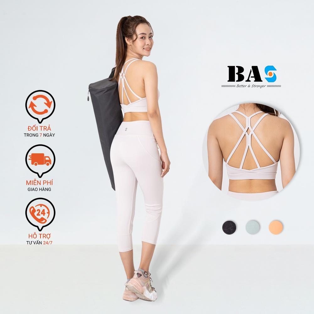 Bộ quần áo lửng tập yoga gym aerobic 4 dây đan lưng cách điệu phối legging nâng mông - SL210402