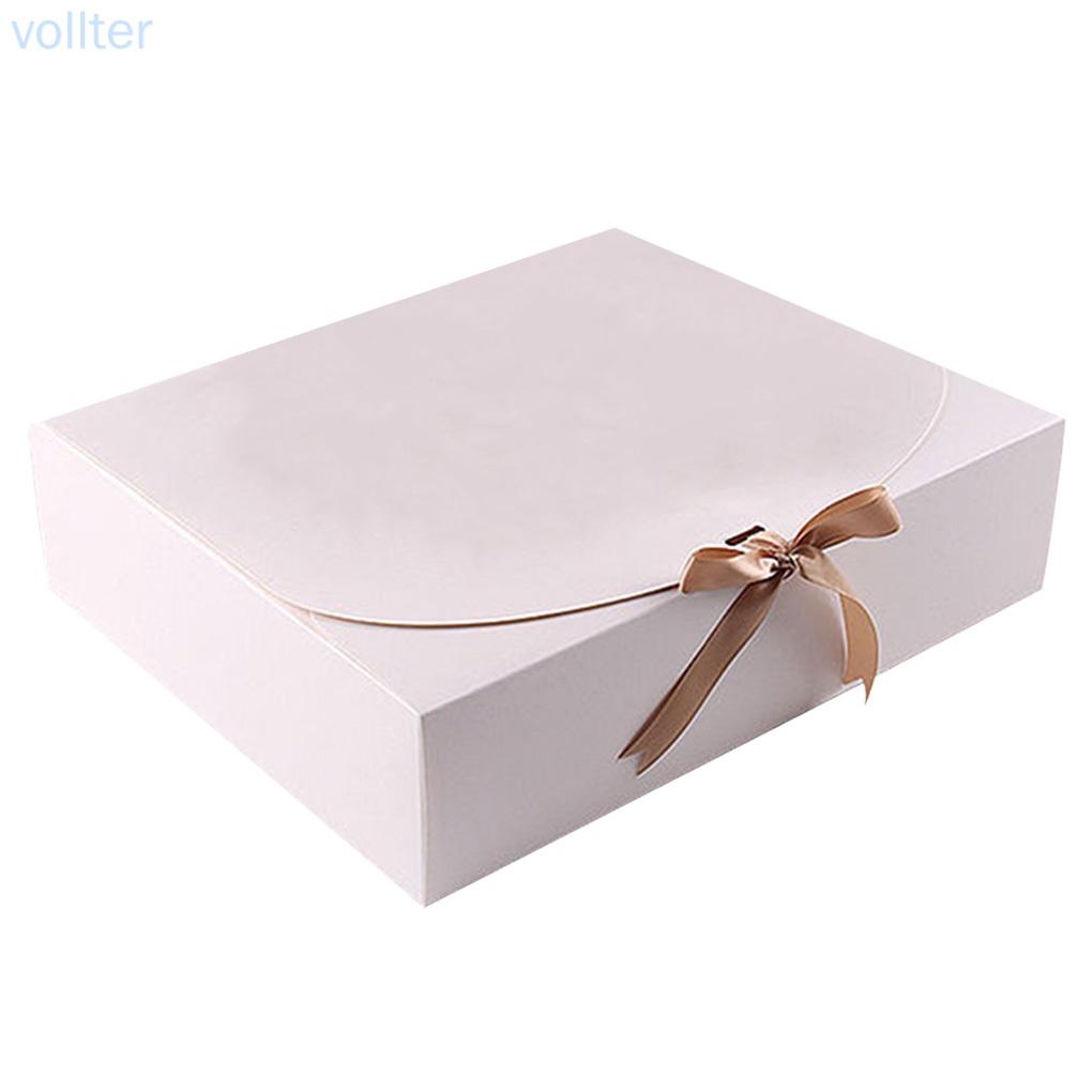 VOLL 5pcs Gift Boxes Birthday Paper Favor Cases Party Anniversary Gift Packing Boxes with Ribbon, White, Small