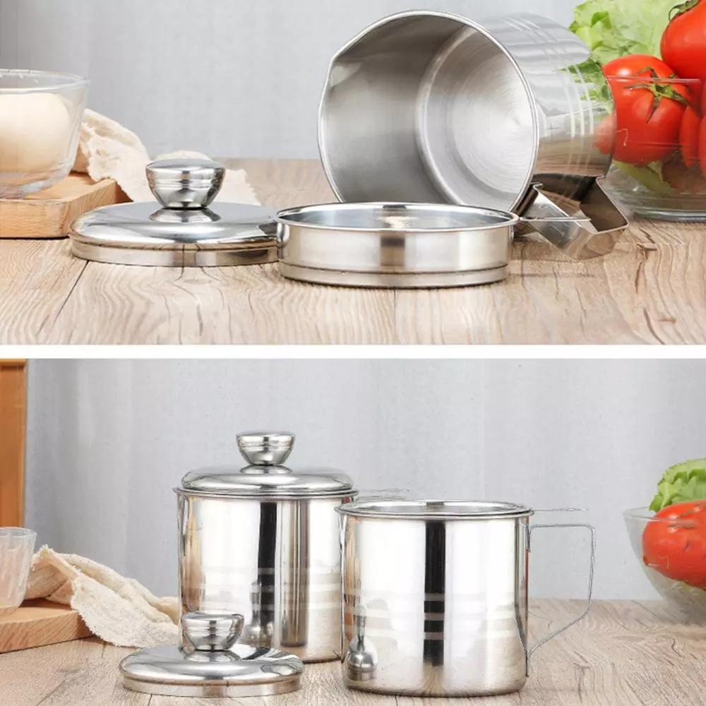 Bình Lọc Dầu Bằng Thép Không Gỉ Có Nắp Đậy Tiện Dụng
