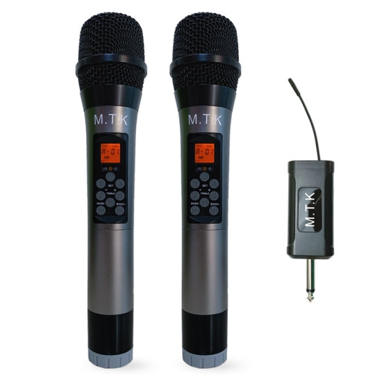 Bộ 2 Micro không dây đa năng MTK 1A+ Tích hợp chỉnh bass, treble, echo ngay trên thân mic - Màn hình LCD hiển thị tần số - Phù hợp mọi thiết bị - Micro karaoke, livestream, thu âm cao cấp