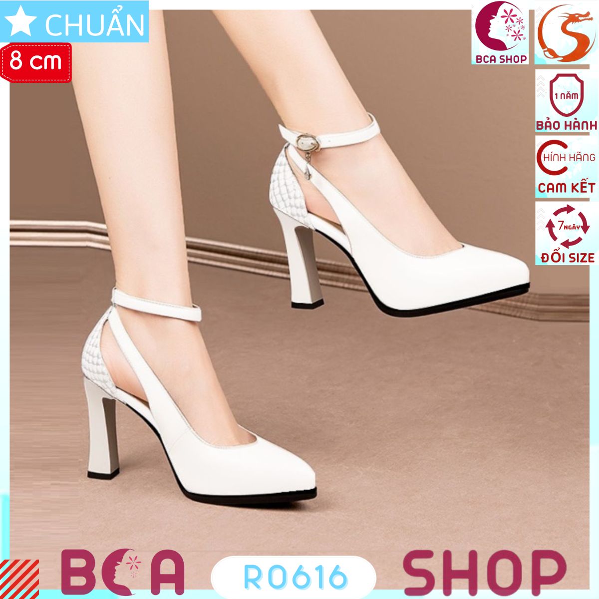 Giày cao gót nữ mũi nhọn 9p RO616 màu trắng ROSATA tại BCASHOP thanh lịch, duyên dáng và thời trang, lại cực kì sang