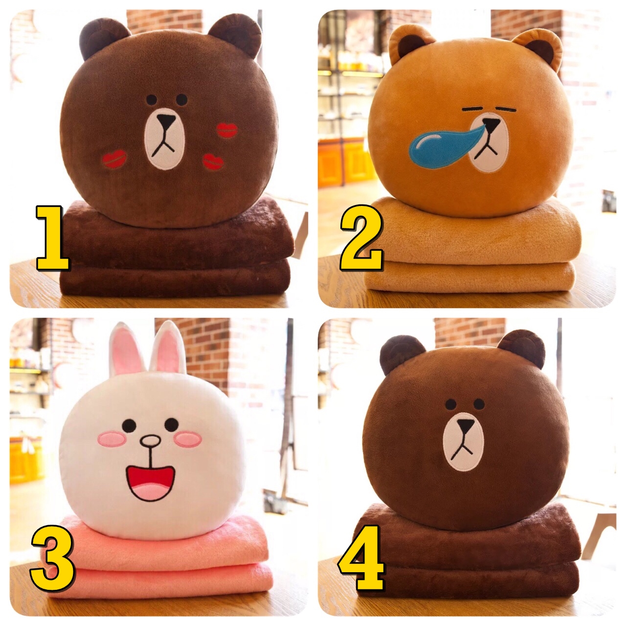Bộ chăn gối văn phòng gấu brown thỏ cony cao cấp 2in1