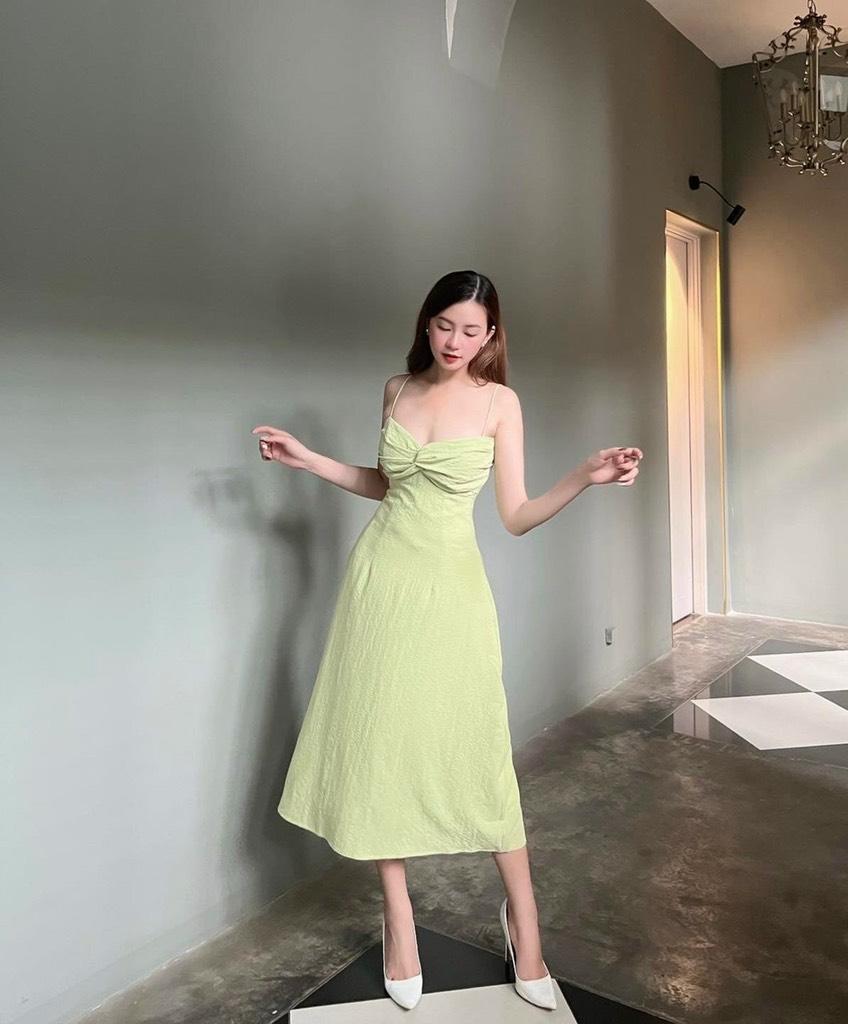 ĐẦM MIDI 2 DÂY XOẮN NGỰC 12178