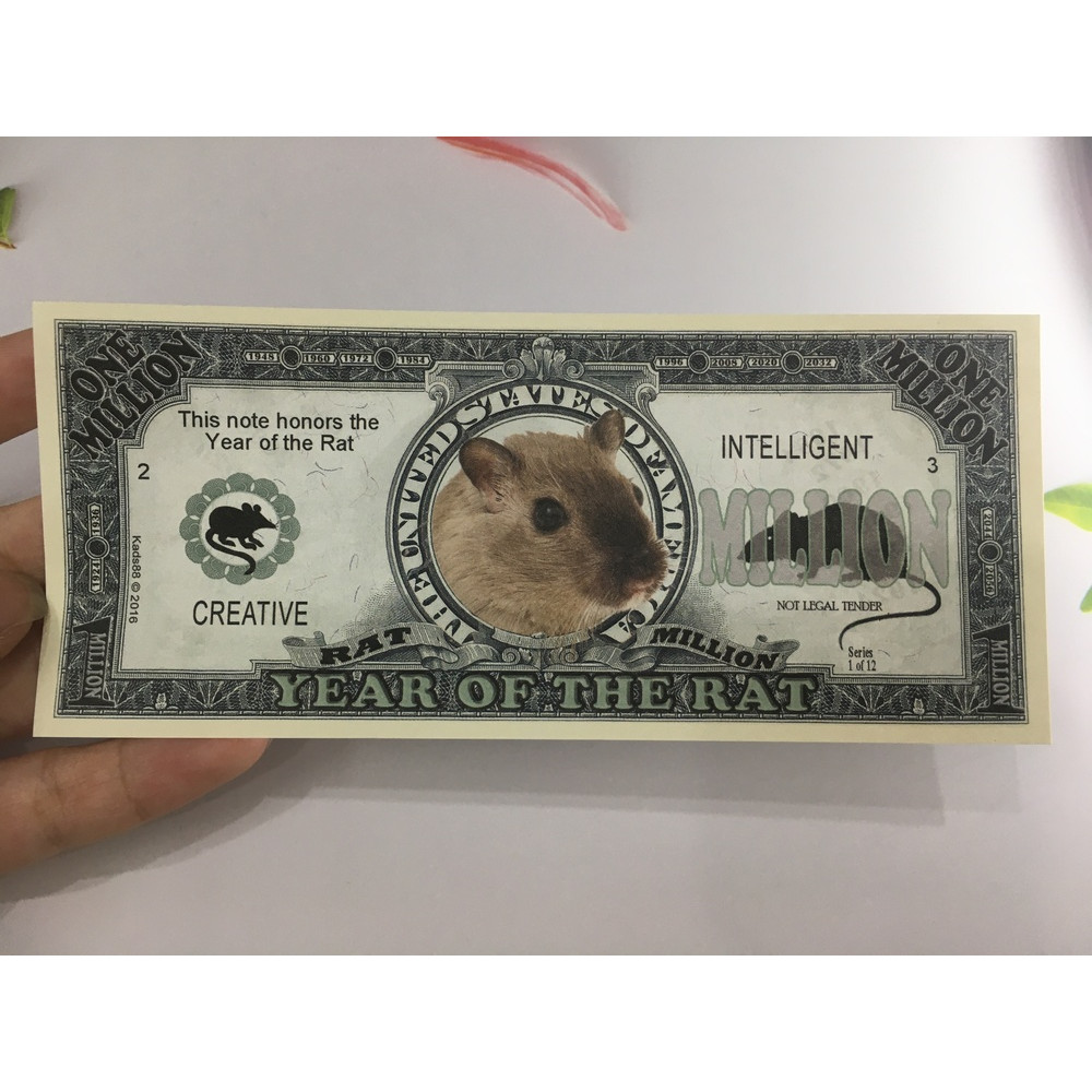 Tiền con Chuột 1 triệu Đô Mỹ lưu niệm , tặng người tuổi Tý , tặng phơi nylon bảo quản tiền
