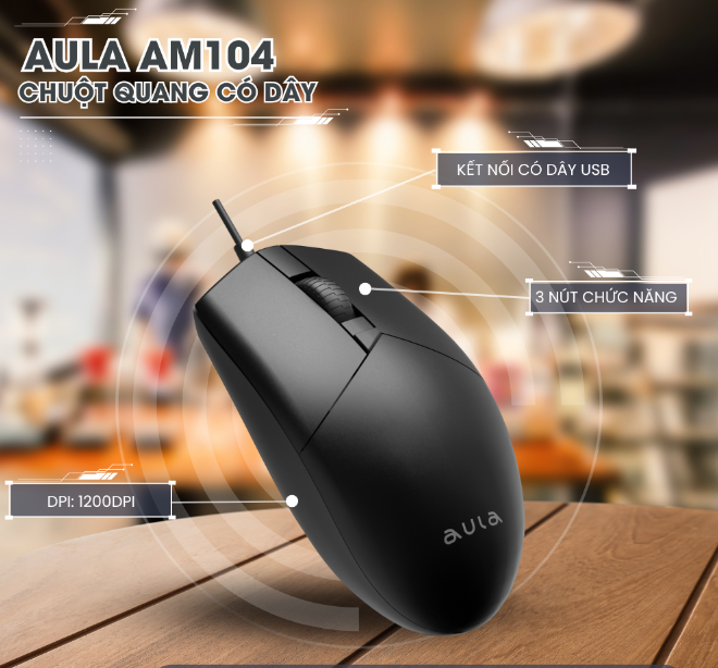 Chuột văn phòng có dây AULA AM104  - Hàng chính hãng