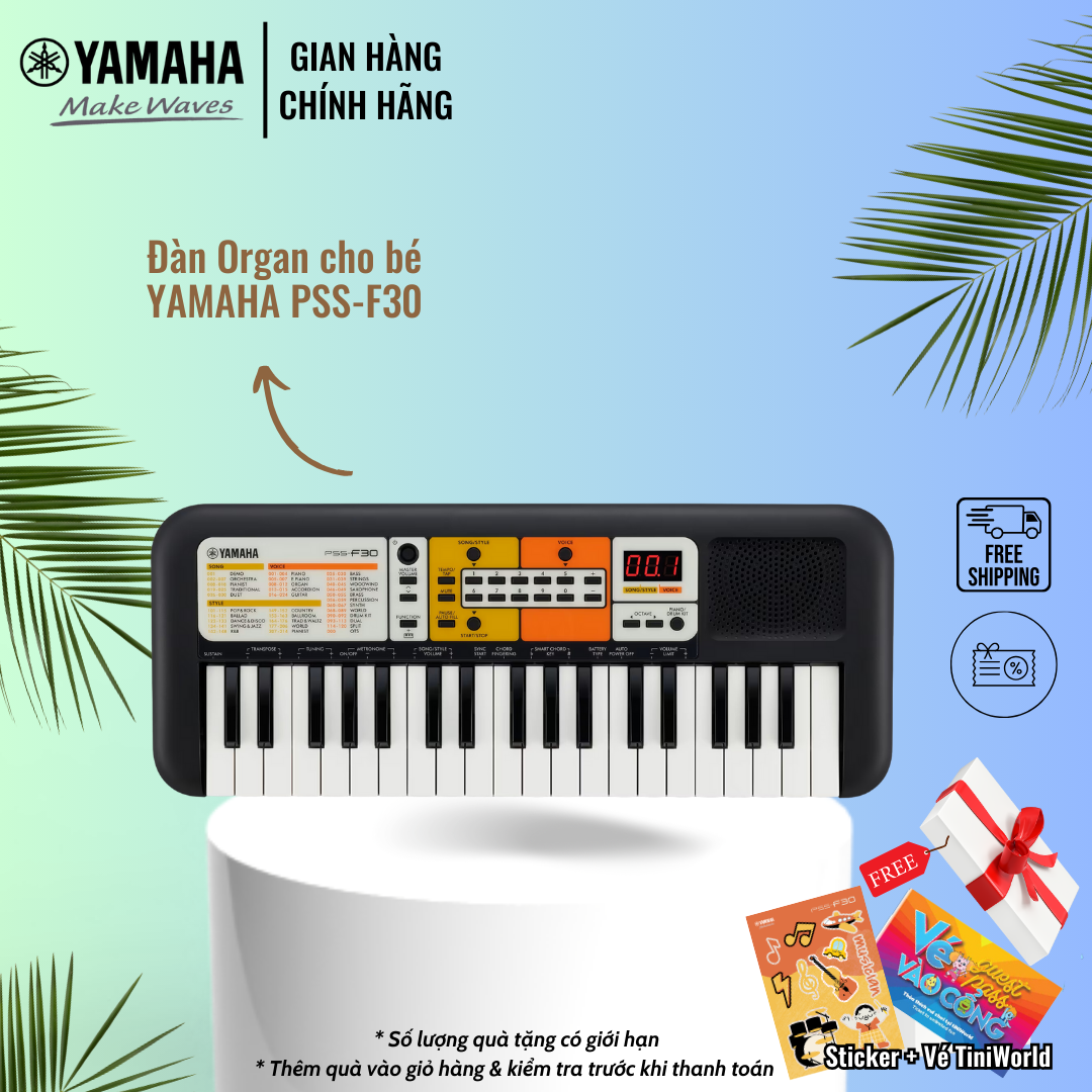 Đàn Organ điện tử YAMAHA cho bé PSS-F30 với hơn 100 tiếng nhạc và nhạc đệm, phù hợp cho trẻ em trên 6 tuổi