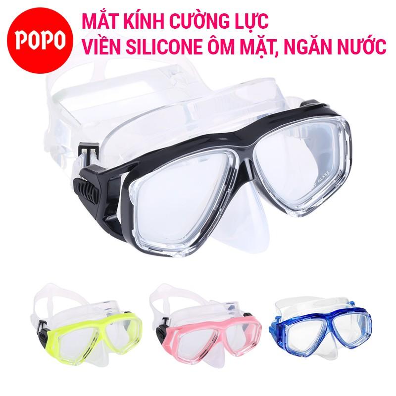 Kính lặn biển ống thở POPO với 2 van ngăn nước 100%, mặt nạ lặn với mắt kính cường lực